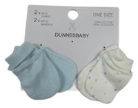 Nové - 2x - světlemodré + bílé bavlněné rukavice s hvězdičkami Dunnes