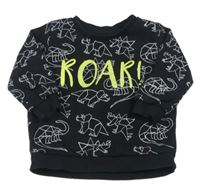 Černá mikina s dinosaury a nápisem Matalan