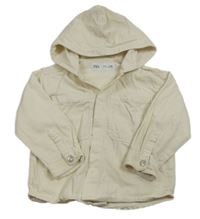 Smotanová rifľová košeľová bunda s kapucňou ZARA