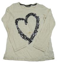 Smetanovo-zlaté melírované tričko so srdíčkem z flitrů zn. Next