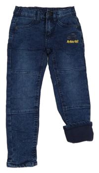 Tmavomodré teplákové podšité rifle s dinosaurom zn. Kiki&Koko