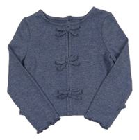 Modro-tmavomodré melírované úpletové crop mikinotriko s mašľami PRIMARK