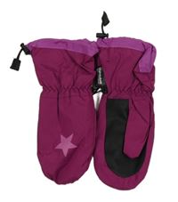 Vínovo-tmavorůžové šusťákové zimní palcové rukavice s hvězdičkou alive
