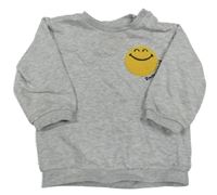 Sivá melírovaná mikina so smajlíkom H&M