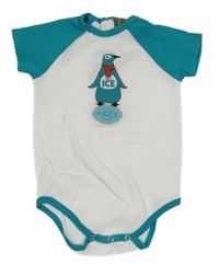 Bílo-modrozelené body s tučňáčkem 