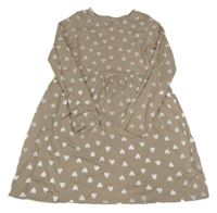 Béžové šaty s bielými srdiečkami H&M