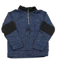 Tmavomodro-safírovo-čierna kockovaná vzorovaná mikina RIVER ISLAND