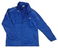 Zafírová šušťáková jarná športová bunda s logom a ukrývací kapucňou JAKO