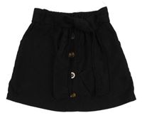 Čierna menšestrová sukňa s gombíkmi a opaskom SHEIN