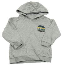 Sivá melírovaná mikina s nápismi a horami a kapucňou Matalan