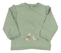 Světleolivová mikina s husičkami a volánikmi mayoral