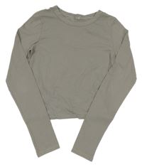 Šedé crop triko s uzlem