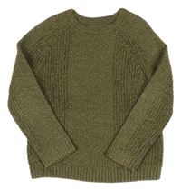 Khaki melírovaný žebrovaný svetr Mothercare