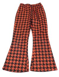 Červeno-čierne vzorované flare nohavice SHEIN