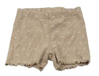 Béžové žebrované kraťasy s květy H&M