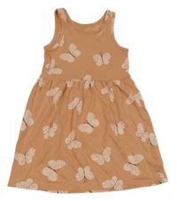 Skořicové šaty s motýlikmi H&M