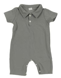 Šedý vzorovaný kraťasový overal s límečkem 