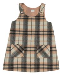 Smetanovo-čierno-lososové kockované vlnené šaty F&F