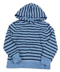 Modro-tmavomodrá pruhovaná mikina s vreckom a kapucňou H&M