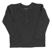 Tmavošedé melírované žebrované mikinotriko s vreckom PRIMARK