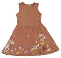 Kakaové melírované šaty s dievčatkom a poníkem C&A