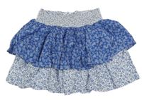 Bílo-modrá vrstvená sukně s kytičkami M&S