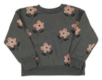 Tmavosivá mikina s kvietkami PRIMARK