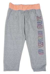 Šedo-růžové sportovní capri legíny s nápisem Ergeenomix 