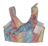 Nové - Barevná třpytivá plavková podprsenka s volánkem Primark 