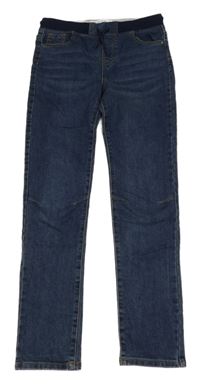 Tmavomodré slim teplákové rifle s úpletovým pasem Denim Co.