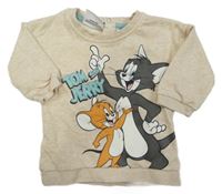 Svetlobéžová melírovaná mikina s Tomem a Jerrym