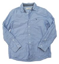 Modrá melírovaná košile s výšivkou a tečkami H&M