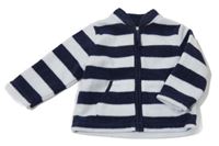 Tmavomodro-biela pruhovaná fleecová prepínaci mikina Mothercare