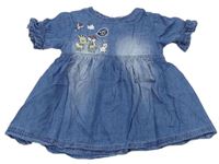 Modré ľahké rifľové šaty s výšivkou Kiki&Koko