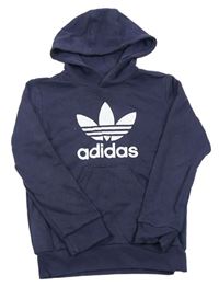 Tmavomodrá mikina s logom a kapucňou Adidas