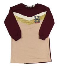 Ružovo-vínové teplákové šaty s písmenem - Harry Potter H&M