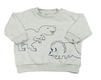 Svetlosivá melírovaná mikina s dinosaurami M&S