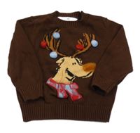 Hnedý sveter so sobom s bambulemi H&M