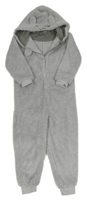 Sivá chlpatá kombinéza s kapucňou s ňufáčikom  zn. Kiki&Koko