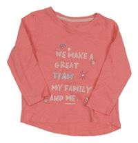 Lososové triko s nápisem Matalan