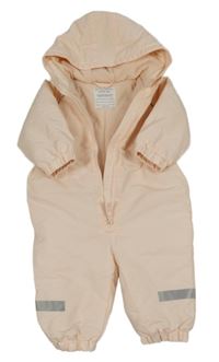 Svetloružová šušťáková zimná kombinéza s kapucňou Primark