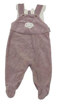 Starorůžové žebrované sametové dupačky s čumákem