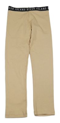 Béžové žebrované legíny River Island