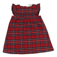 Červeno-čierno-biele kockované trblietavé šaty s volánikmi H&M