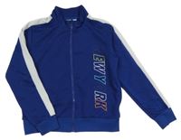 Safírová sportovní propínací mikina s nápisem