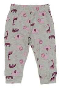 Sivé melírované ľahké tepláky so zvířaty