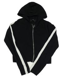 Čierny rebrovaný prepínaci crop sveter s kapucňou C&A