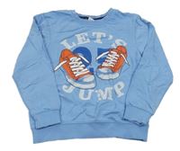 Modrá mikina s teniskami a nápisom Kids