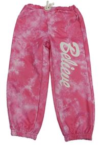 Tmavoružové batikované tepláky s nápisom Shein