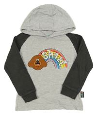 Svetlošedá -tmavosivá mikina s Hej Hafí a kapucňou George